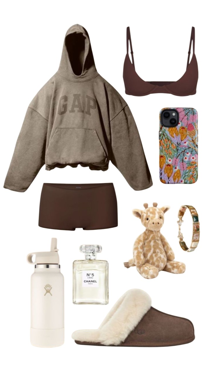 Lazy day aesthetic outfit consisting of hoodie, shorts, and many more